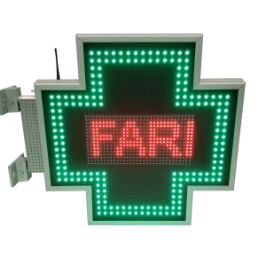 Cruce farmacie cu leduri model ODT PROGRAMABIL 600mm x 600mm model BICOLOR