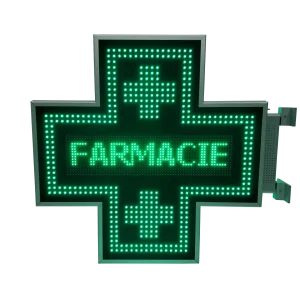 Cruce farmacie cu LED-uri model ODT PROGRAMABIL 900mm x 900mm VERDE