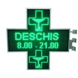 Cruce farmacie cu LED-uri model PROGRAMABIL 1050mm x 1050mm VERDE