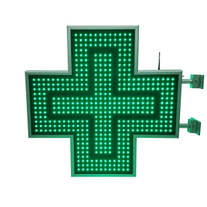 Cruce farmacie cu LED-uri model ANIMAT 800mm x 800mm VERDE