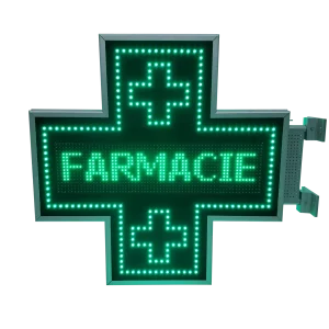 Cruce farmacie cu leduri model ODT PROGRAMABIL 800mm x 800mm VERDE