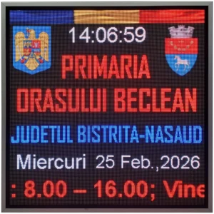 Afisaj electronic cu LED-uri 1050mm x 1050mm FULL COLOR P3 pentru PRIMARII