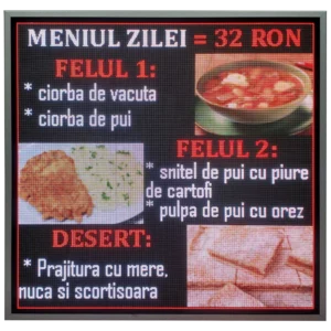Panou publicitar LED 1050mm x 1050mm FULL COLOR P3 pentru RESTAURANT / PIZZERIE / FAST FOOD